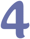 The image shows a large, bold number four in a light purple color with a white border on a transparent background.